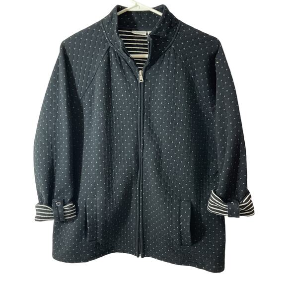 Croft & Barrow Navy & White Quilted Knit Jacket Women’s Petite Large Full Zip - Picture 7 of 7